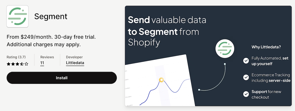 Screenshot of the Segment listing in the Shopify app store.
