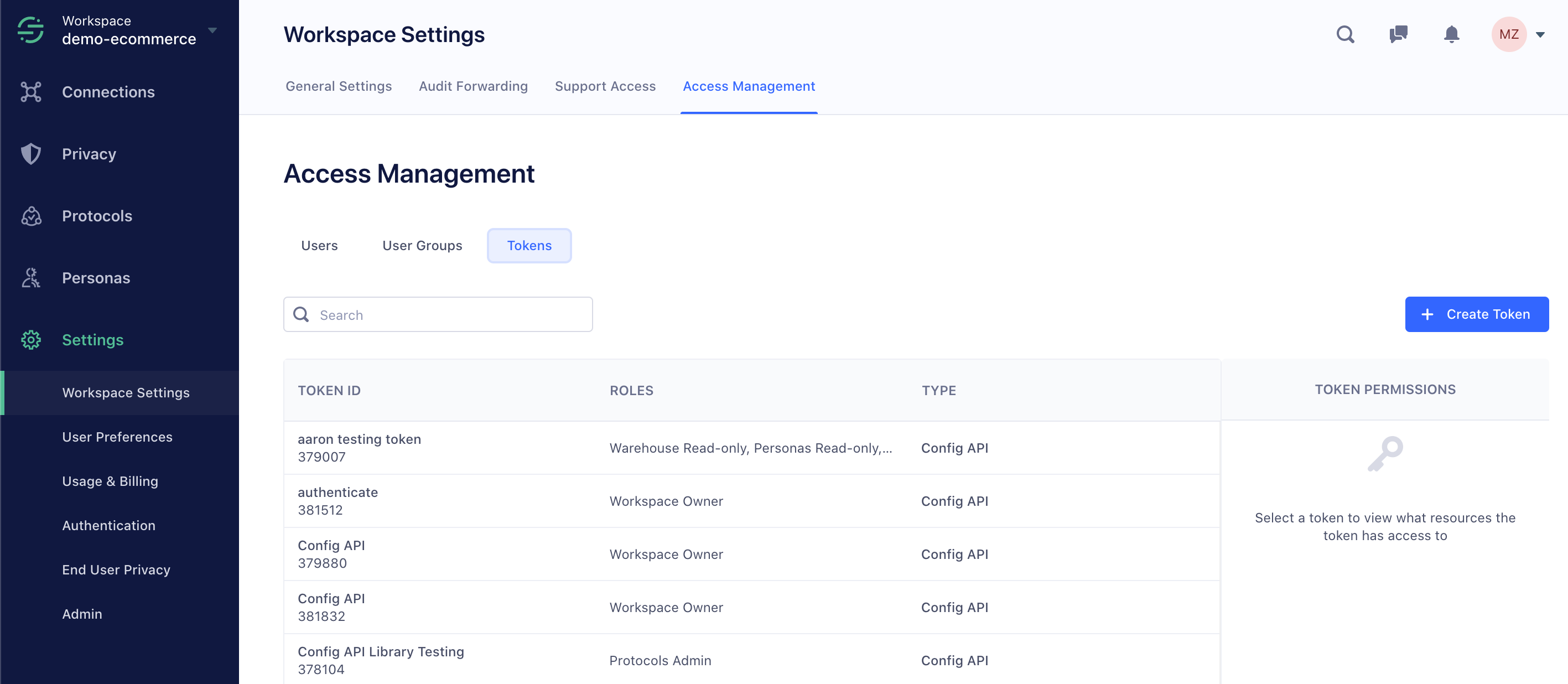 Screenshot of the Workspace Settings tab, with the Access Management tab selected.